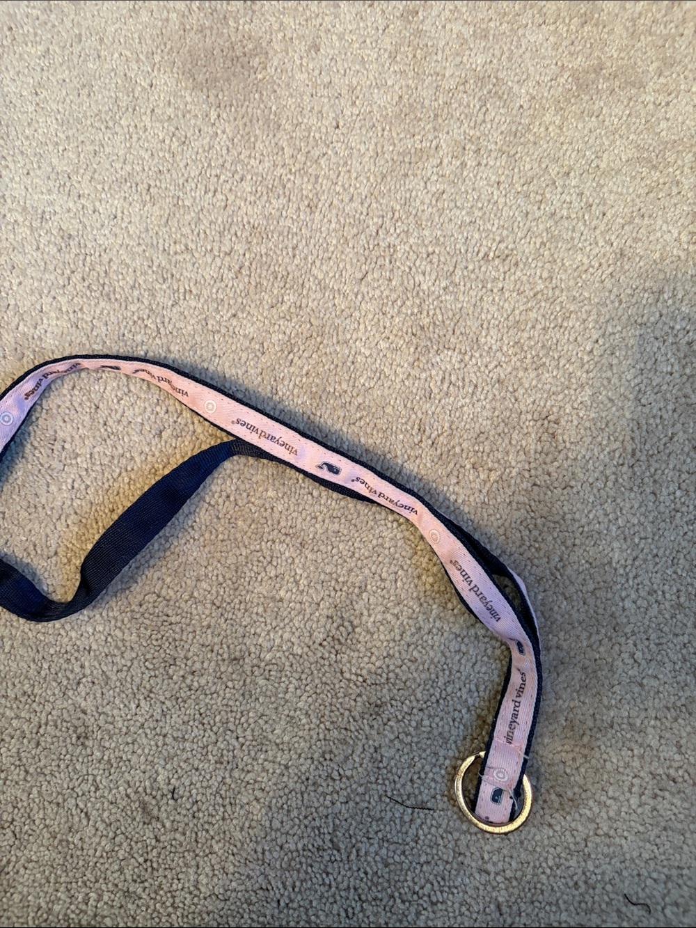 Vineyard Vines Pink and Navy Lanyard with metal  Ring